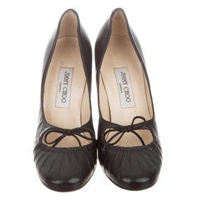 JIMMY CHOO Leather Round-Toe Pumps